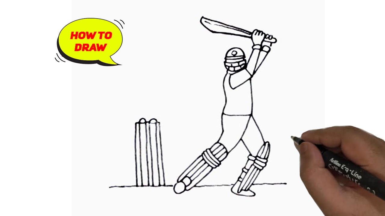 Cricket player batsman batting drawing hires stock photography and images   Alamy