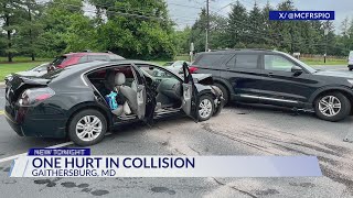 One hurt in Maryland car crash