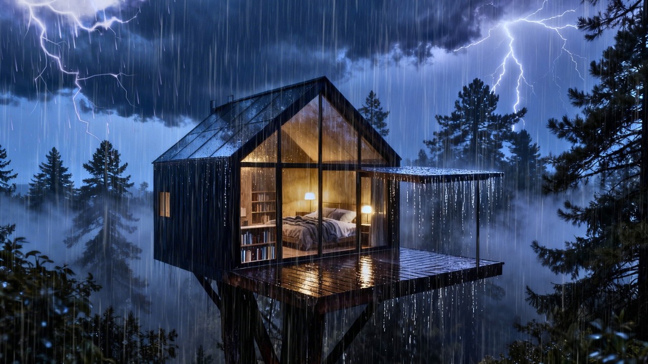 99% Sleep Instantly 🌧️ Cozy Cabin with Heavy Rain & Thunderstorm