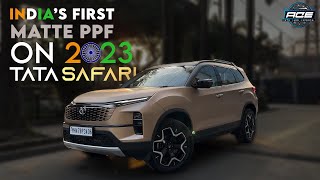 India's first 2023 Tata Safari with a beautiful matte finish Paint Protection Film(PPF) done by ACE.
