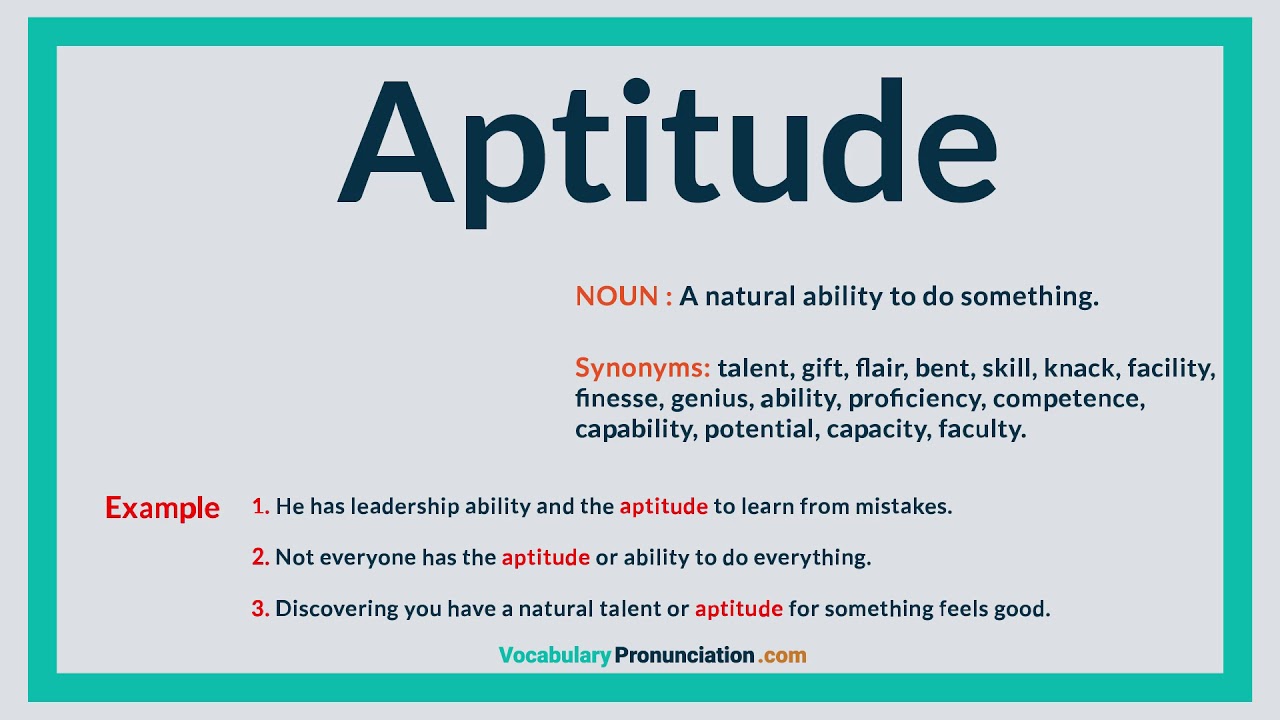 How To Pronounce APTITUDE L Definition Meaning Example And Synonyms Of APTITUDE By VP YouTube