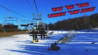 EPIC SKIING VLOG ⛷️⛷️ | MASSIVE SKI LINE (4 HOUR WAIT) ❗❗😲😡 | CRAZY JC VLOGS