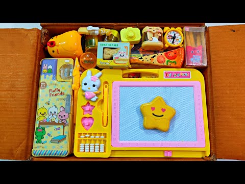 Unboxing Satisfying Yellow Stationery 📚, Pencil box, Sketch board, Sharpener, Erasers, Pen, Geometry