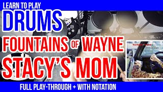 Stacy's Mom - DRUMS - Fountains of Wayne - playalong with transcription - learn to play drums