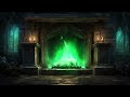 Dark Magic Fireplace 3 Hour | Relaxing Green Fire ASMR Ambience | Mysterious Fairytale Music