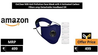 OxiClear N99 Anti Pollution Face Mask with 4 Activated Carbon Filters amp Detachable Headband DR