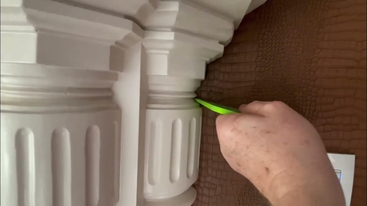 How to Cut Wallpaper Around Intricate Wood Trim & Marble Pillars