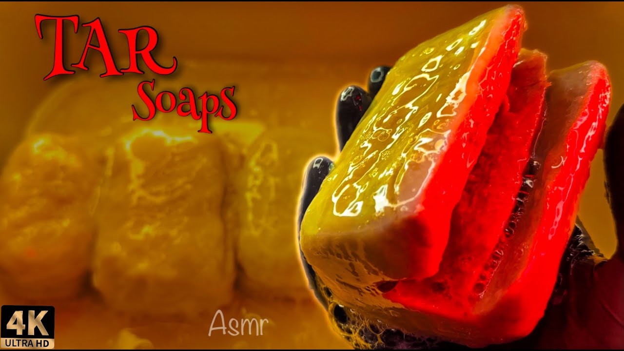ASMR 🤎 Soaked TAR Soaps Set 🤎 АСМР Размокшее ДЕГТЯРНОЕ Мыло #asmr
