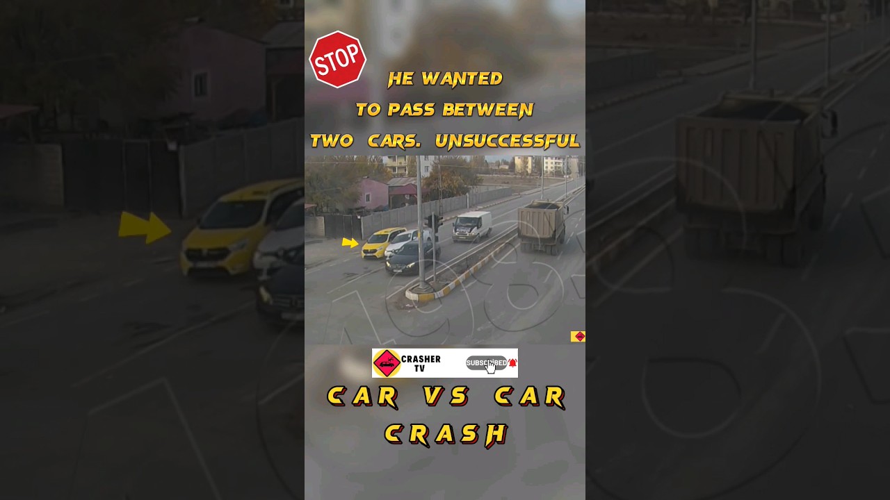 He wanted to pass between two cars ° Car Crashes °171° 