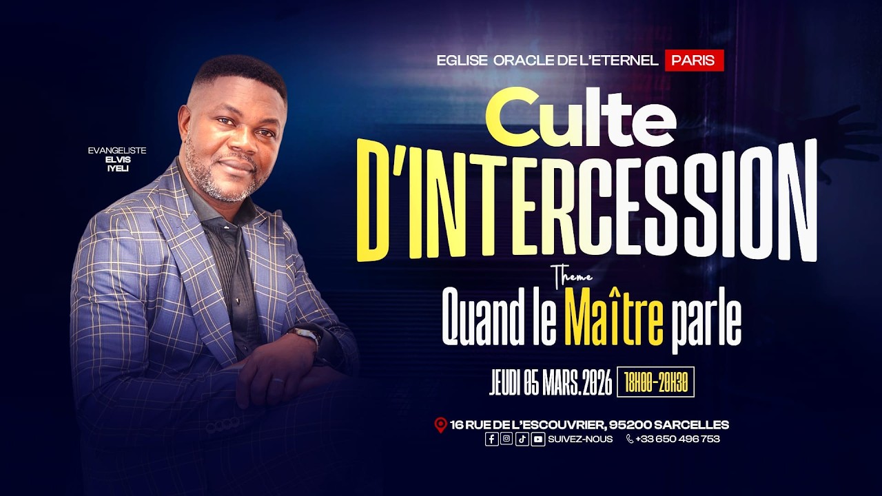 Jeudi 05/03/2026 Culte d'intercession Thème : Quand le Maître parle