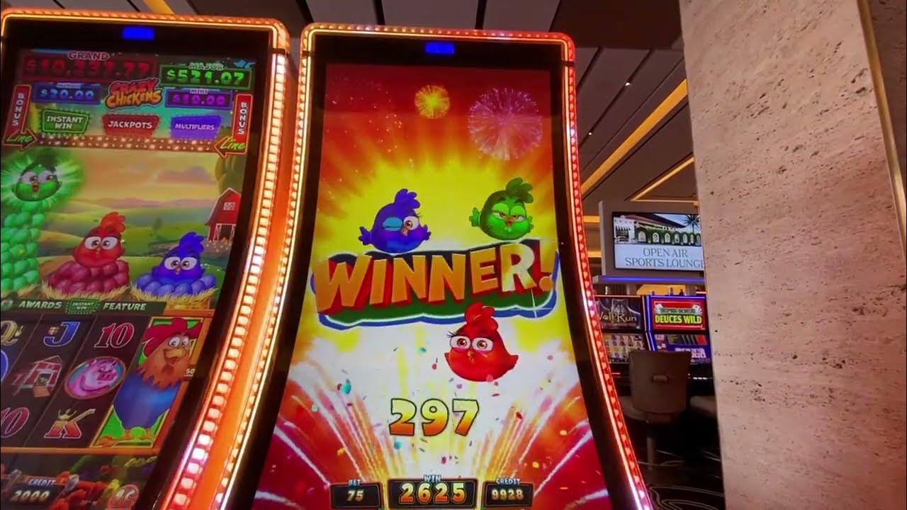CASINO SLOTS GAME Crazy Chickens bonus play Las Vegas casino - YouTube