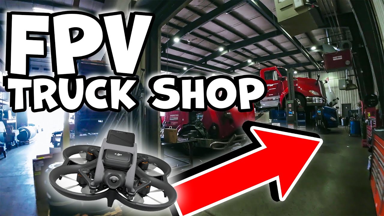 FPV Drone Flying Through Truck Shop