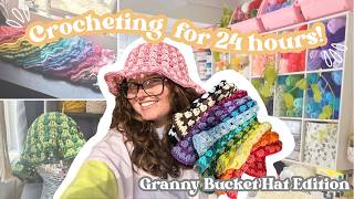 How many Granny Bucket Hats can I Crochet in 24 hours?! | Crochet With Me Vlog
