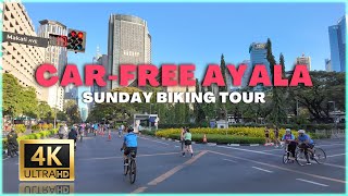 CAR-FREE AYALA AVENUE: Sunday Morning Biking Tour, Makati Philippines 4K 🇵🇭