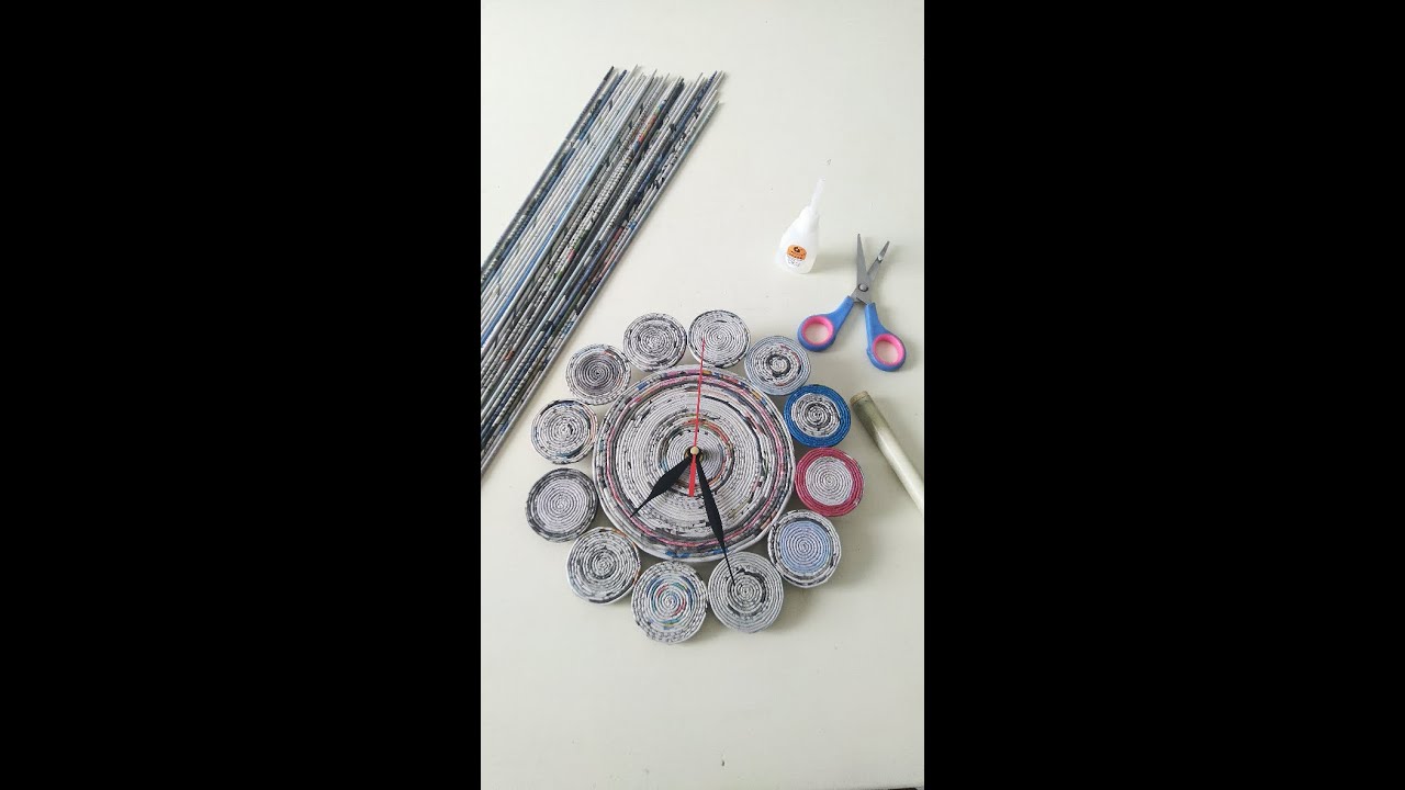 TUTORIAL membuat kerajinan tangan jam dinding dari koran 1 MENIT! #Shorts #Kerajinantangan