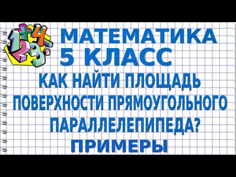 КАК НАЙТИ ПЛОЩАДЬ ПОВЕРХНОСТИ ПРЯМОУГОЛЬНОГО ПАРАЛЛЕЛЕПИПЕДА? Примеры | МАТЕМАТИКА 5 класс