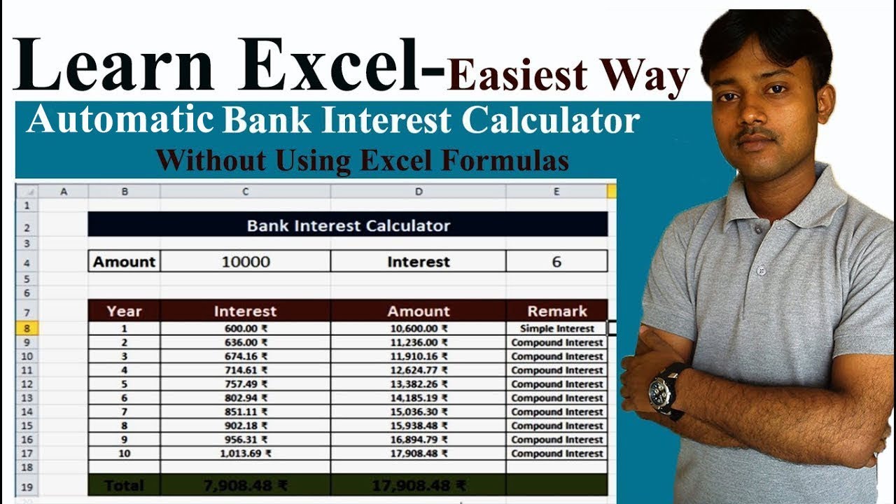 bank interest calculator in excel