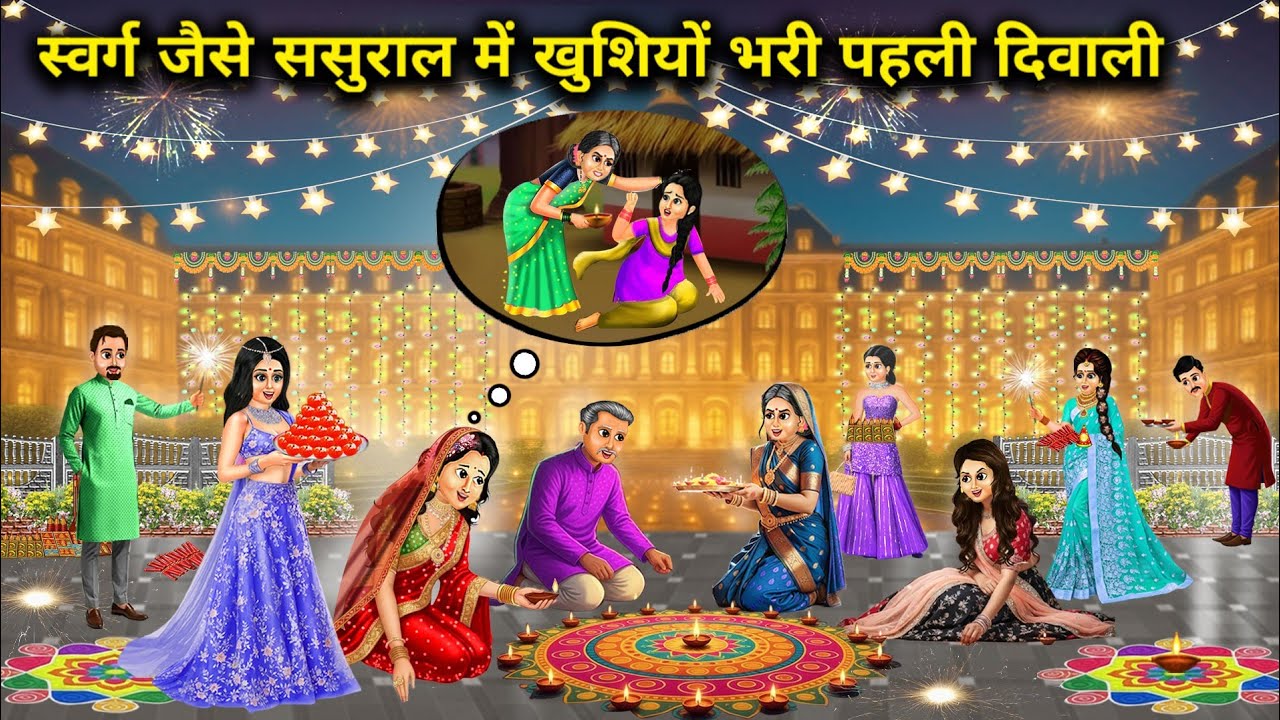 स्वर्ग जैसे ससुराल में खुशियों भरी पहली दिवाली||Hindi cartoon stories||A happy first Diwali at the