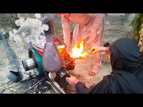 Old Diesel Engine Start Up With Fire | Tubewell Technology | Agriculture In Pakistan