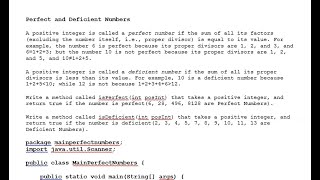 JAVA - Lesson #72 - Perfect Deficient Number Written Question
