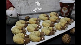 Findikli ay kurabiyesi tarifi I Nusskipferl mit Schokolade