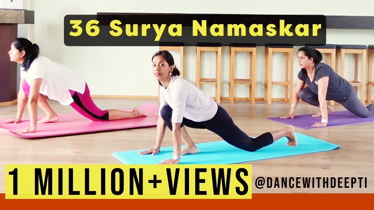 Suryanamaskar Yoga for Beginners   Burn 500 calories workout Music by Rosh Blazze  dancewithdeepti