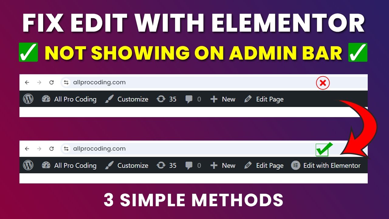 How to fix Edit with Elementor button missing from Admin bar | Edit ...