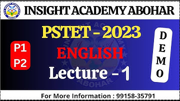 PSTET 2023 English || Demo Lecture 1 || For Paid Group || Insight Academy Abohar