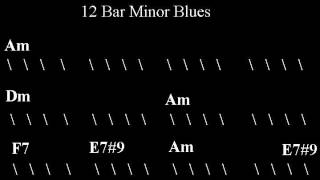 Blues Guitar Backing Track - A Minor with Hammond Organ chords