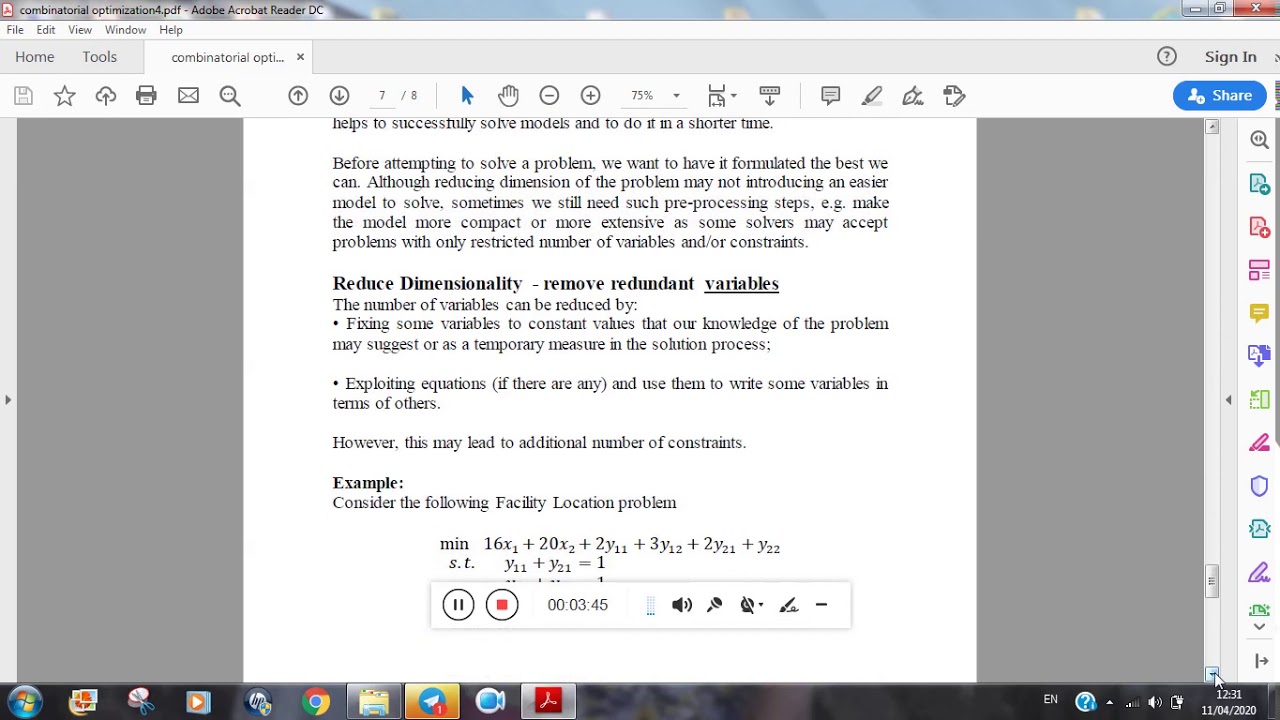 Combinatorial optimization lecture 4 part 3 - YouTube