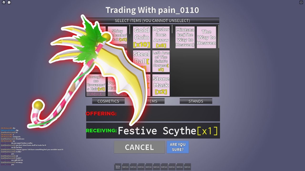 Festive World  Trade Roblox Your Bizzare Adventure (YBA) Items