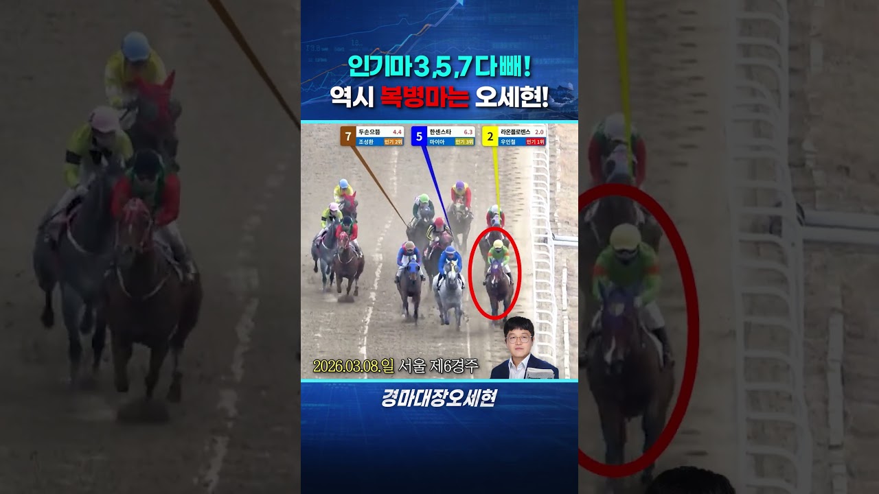 [26.03.08.일/서울 6R] 인기마 3마리 다 아웃!