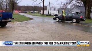 3 killed when tree fell on car during storm were children, deputies say