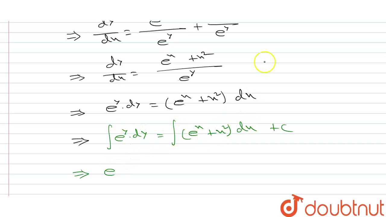 `(dy)/(dx)=e^(x-y)+x^(2)e^(-y)` - YouTube