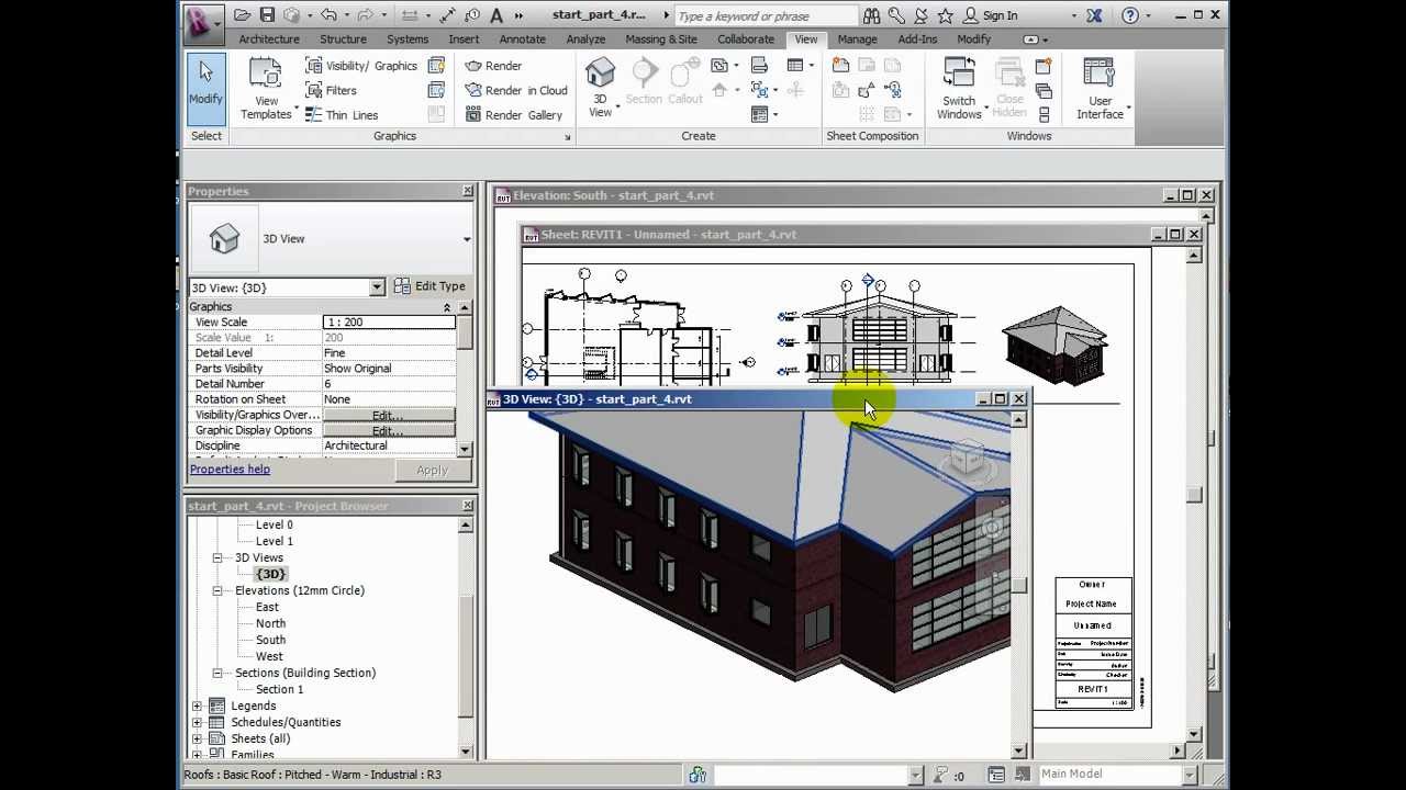 Revit Basics pt7 - foundations, roof and layout of sheets - YouTube