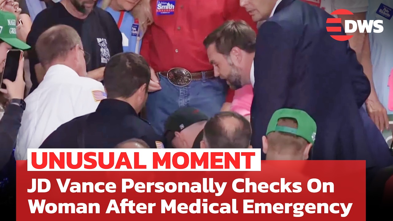 MOMENT: JD Vance Personally Checks on Woman After Medical Emergency at Rally, Leads Prayer | AC1N
