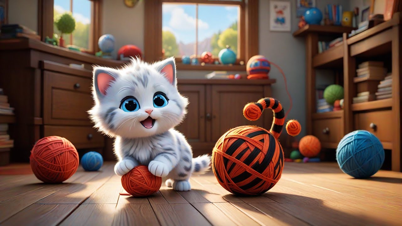 Five Little Kittens Chase a Ball | Fun Animal Rhyme for Kids | Toddler Counting Song