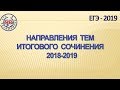 НАПРАВЛЕНИЯ ТЕМ ИТОГОВОГО СОЧИНЕНИЯ 2018-2019 УЧЕБНОГО ГОДА