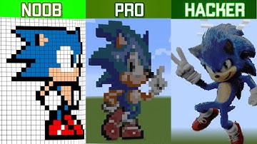 NOOB VS PRO VS HACKER Minecraft Pixel ART SONIC THE HEDGEHOG PART 2