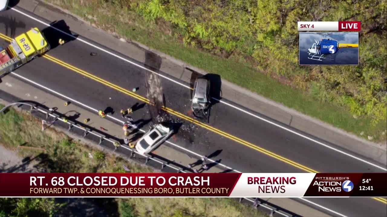 Route 68 in Butler County closed due to multi-vehicle crash - YouTube