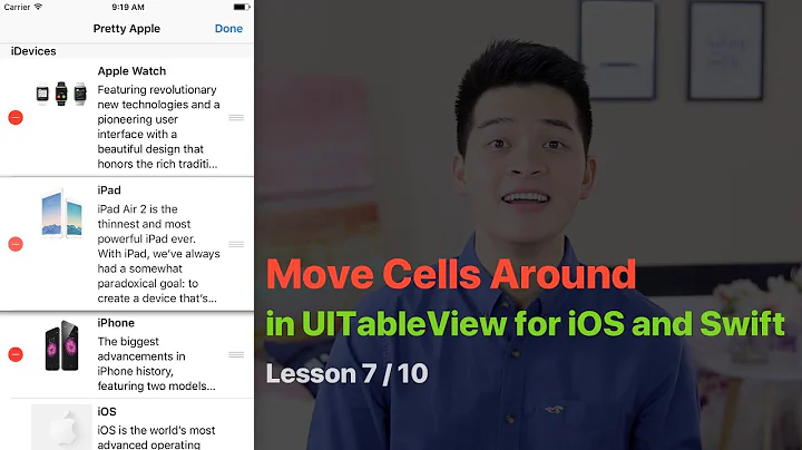 UITableView Pt  7/10:  DRAG AND DROP TO MOVE CELL IN TABLE VIEW SWIFT TUTORIAL