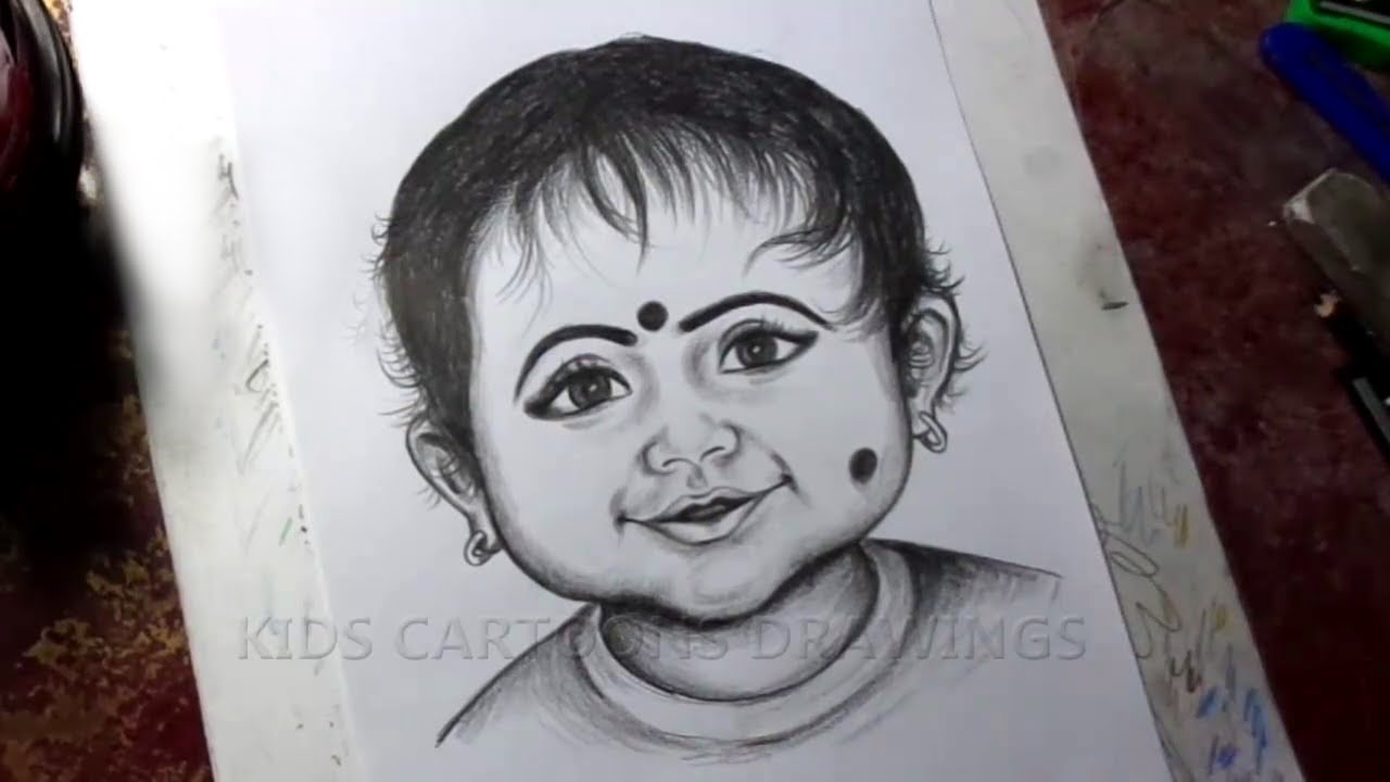 How To Draw Sketch Indian Baby Girl Pencil Sketch For Beginners Full Length Video Youtube