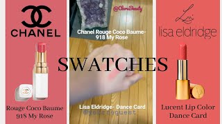 Swatch Comparison- Chanel Rouge Coco Baume- My Rose & Lisa Eldridge -Dance Card