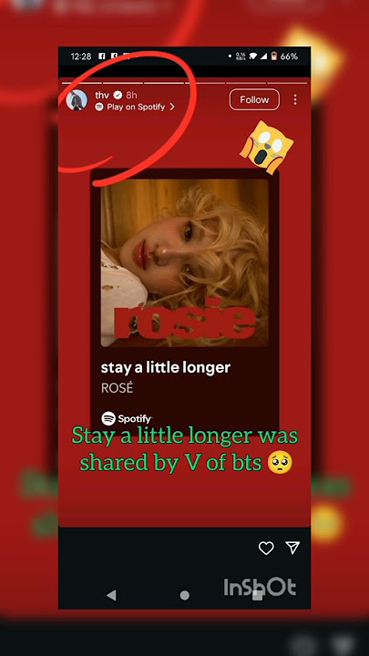 V from bts posted about rosê on his Instagram story#blink#army#blackpinkbts#fypシ゚ #music