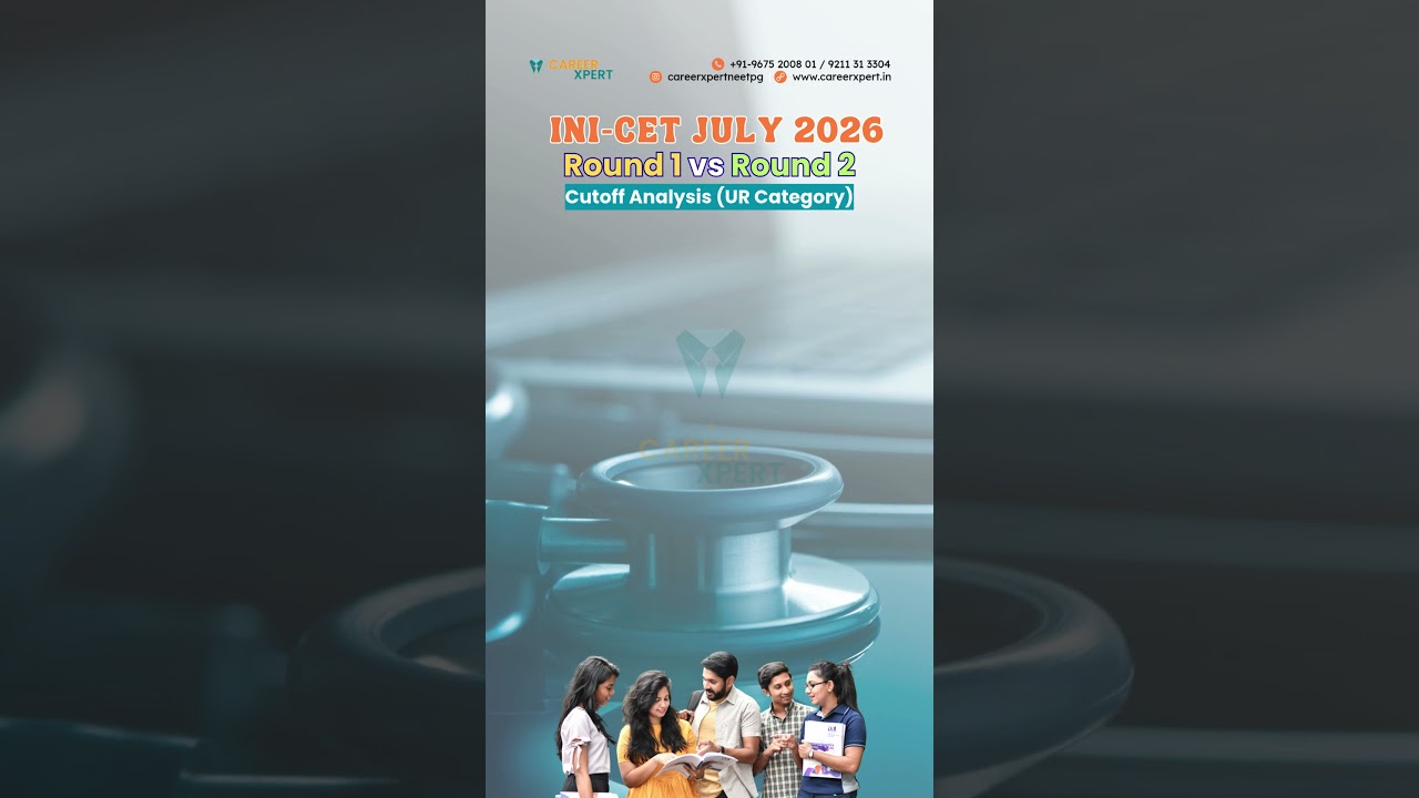 INI-CET July 2026 Round 1 vs Round 2 Cutoff Analysis UR Category #inicet #inicet2026