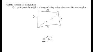 Express the length d of a squares diagonal as a function of its side length