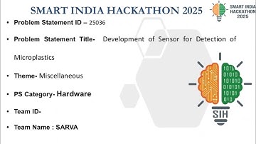 Development of Sensor for Detection of Microplastics, (Hardware), SIH-25036, Team Name- SARVA