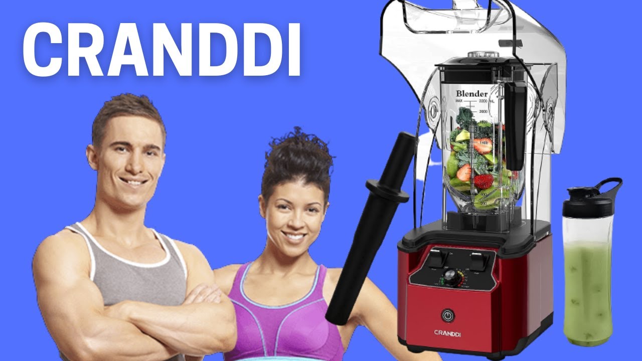 CRANDDI Quiet Smoothie Blender, Professional Countertop Blender with Removable Shield, 2200W Strong Motor, 52oz BPA-Free Jar for