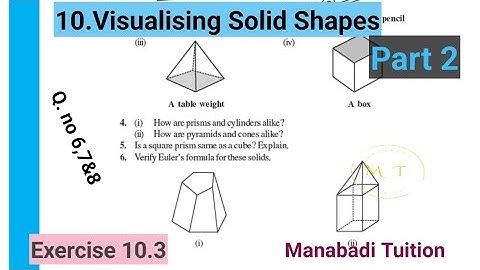 8th class maths| Chapter 10|Visualising solid Shapes| Exercise 10.3 |Q no 6,7&8 |part 2|CBSE|NCERT