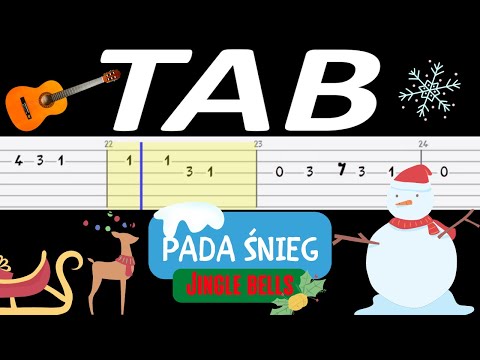 🎸 Pada śnieg (Dzwonki sań, Jingle bells) - melodia TAB (gitara) 🎵 TABY I NUTY W OPISIE 🎼